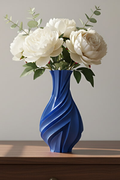 MEK Σπειροειδές Σχέδιο Μοντέρνο Διακοσμητικό Πλαστικό Βάζο Μπλε (23x12cm)