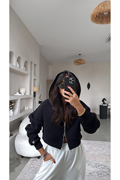 Buket Teke Hanorac negru M cu broderie cu trei fire Ş cu căptușeală din fleece