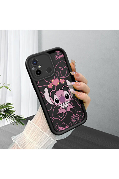 ucuc Xiaomi Redmi 12C Uyumlu Siyah Silikon Stitch Desenli Şok Absorbe Edici T...