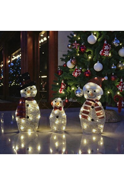 Tarrington House Christmas decorative set, Snowman Family, warm light, White, 76x72x43cm