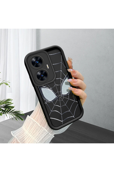 ucuc Realme C55 Uyumlu Siyah Silikon Eğlenceli Desenli Şok Absorbe Edici Tele...