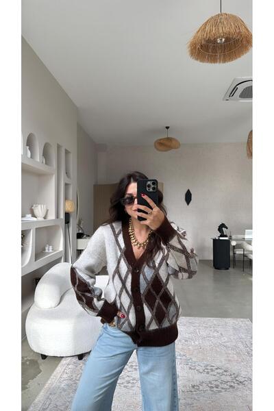 Buket Teke Brown Baklava Soft Cardigan