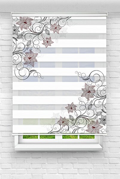 Perdecizade (ENXBOY)KAHVERENGİ SARMAŞIK DİJİTAL BASKILI ZEBRA PERDE-COCUK ODA...