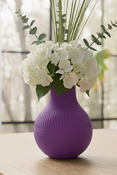 MEK Vază din plastic cu design elegant, cu linii minime, violet (20x16,5cm)