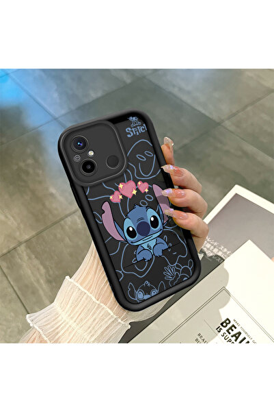 ucuc Xiaomi Redmi 12C Uyumlu Siyah Silikon Stitch Desenli Şok Absorbe Edici T...