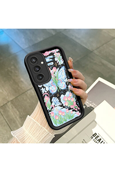 ucuc حافظة هاتف سامسونج جالاكسي S23 Fe متوافقة مع السيليكون الأسود بنمط الزهر...