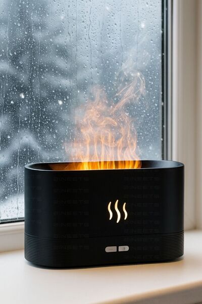 POLYGOLD Şömine Alev Hava Nemlendirici Hava Temizleyici Aromaterapi Difizör H...