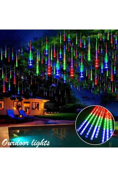 First Choice LED Christmas tubes with meteor shower effect, 8 pcs, 30 cm, multi-colored in total 3 M Cable