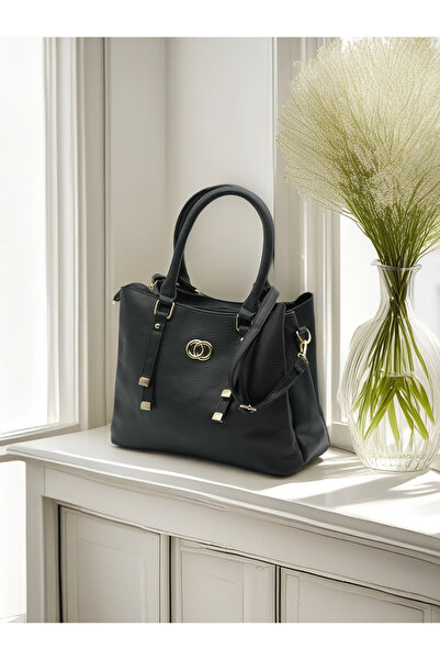 Generic Elegant Artificial Leather Tote Bag – Women’s Structured Handbag with Gold Accents & Top Handles