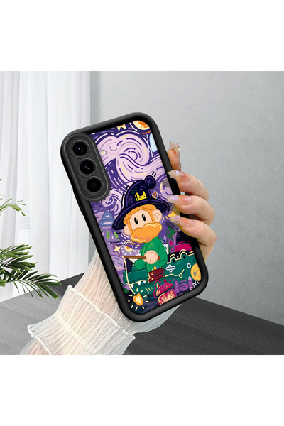 ucuc جراب هاتف سامسونج جالاكسي A36 متوافق مع السيليكون الأسود بنمط ليلة النجو...