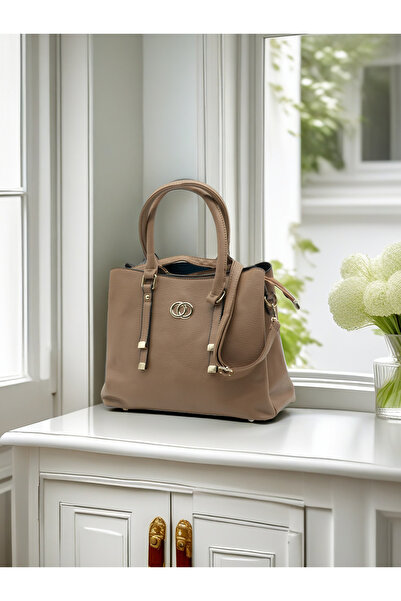 Generic Elegant Artificial Leather Tote Bag – Women’s Structured Handbag with Gold Accents & Top Handles