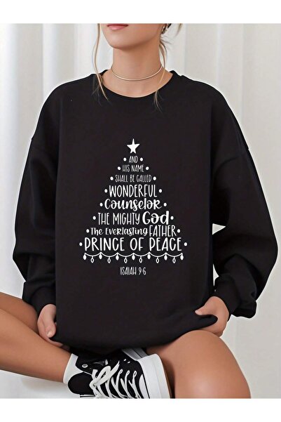 Velostra Tricou unisex pentru pomul de Crăciun cu imprimeu 3 İplik İç Şah cu ...