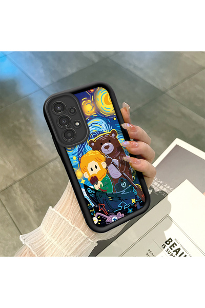 ucuc حافظة هاتف سامسونج جالاكسي A13 4G متوافقة مع السيليكون الأسود بنمط فان ج...