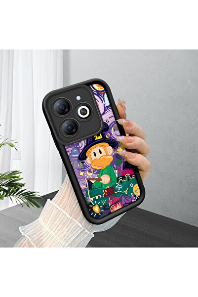 ucuc حافظة هاتف من السيليكون الأسود المتوافق مع Infinix Smart 8/8 Pro بنمط لي...