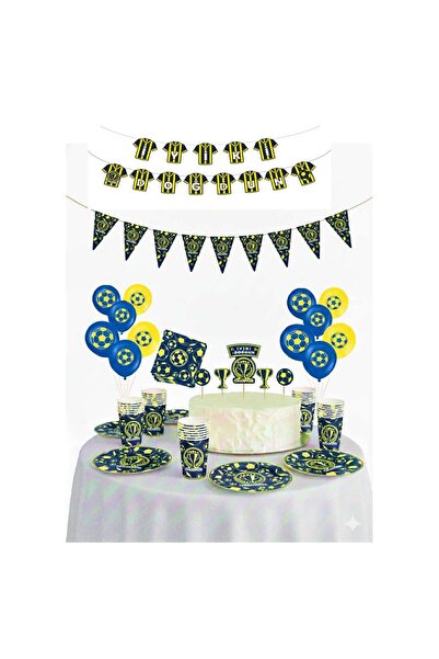 BEST PARTİ Yellow Navy Blue Fan Birthday Concept Set