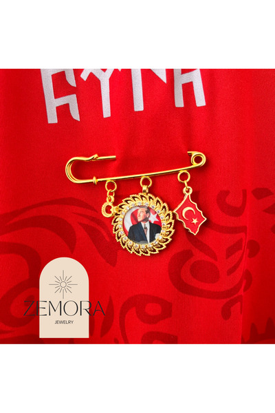Zemora Jewelry Atatürk Portreli Yaka Broşu Anı Çengeli - Hatıra İğnesi Model 2