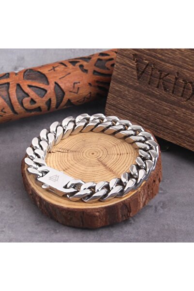 Viking Valknut Norse Cuban Chain High Polishing Chain 316L Men's Steel Bracelet