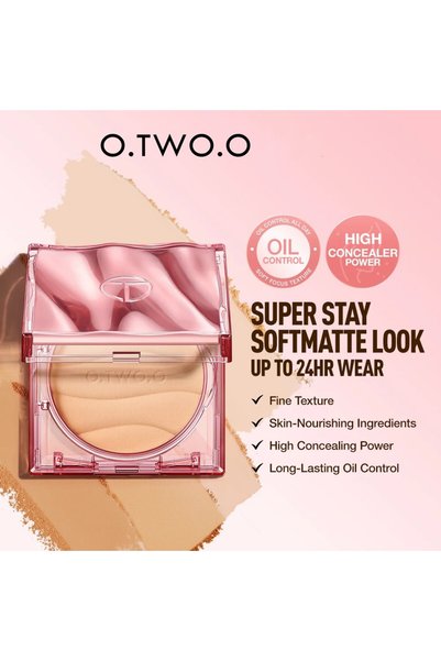O.TWO.O Cosmetics Ultra-Fine Setting Powder, SPF Long-Lasting Matte, Pore-Blurring & Shine Control (Col#3-Soft Sand)