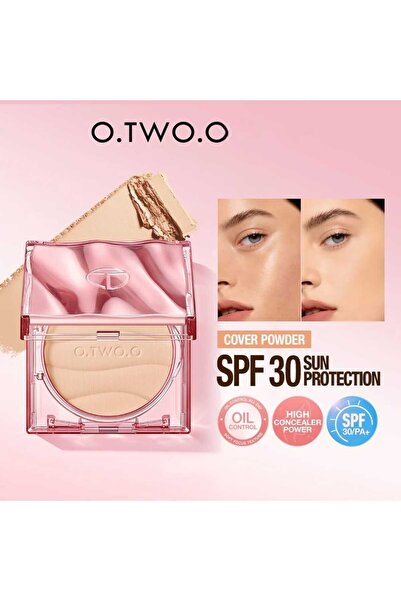 O.TWO.O Cosmetics بودرة تثبيت فائقة النعومة، مع عامل حماية من الشمس، غير لامعة تدوم طويلًا، تُخفي المسام وتُتحكم في اللمعان (#2- بيج طبيعي)
