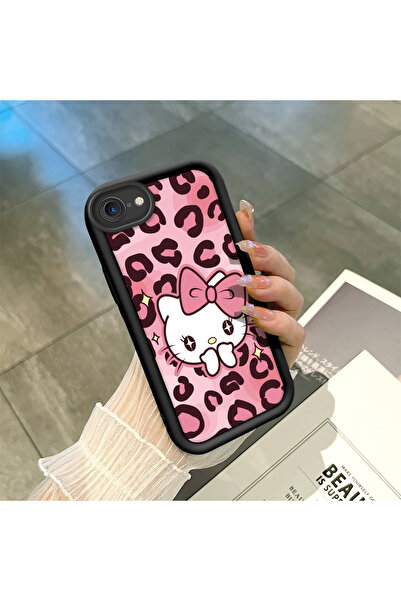 ucuc iPhone 7 Uyumlu Siyah Yüksek Kaliteli Silikon Leopar Desenli ve Hello Ki...