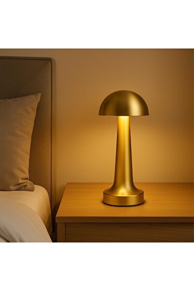 AyrStore Lotus Gold Şarjlı Dokunmatik Masa Lambası - LED Işıklı, 3 Renk Seçen...