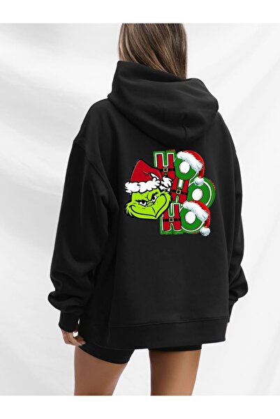 ship master Hanorac unisex negru supradimensionat cu glugă bumbac 100% 3 Thre...