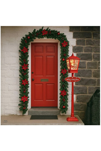 OEM Decorative Christmas Lantern with Santa Claus Figurine with Snowman Music & Light 31x31x165cm