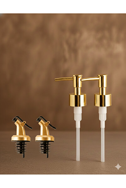 Amentes 2-Pack Gold Drip-Free Oil Dispenser Type 2 Gold Liquid Soap Bottle Pumps