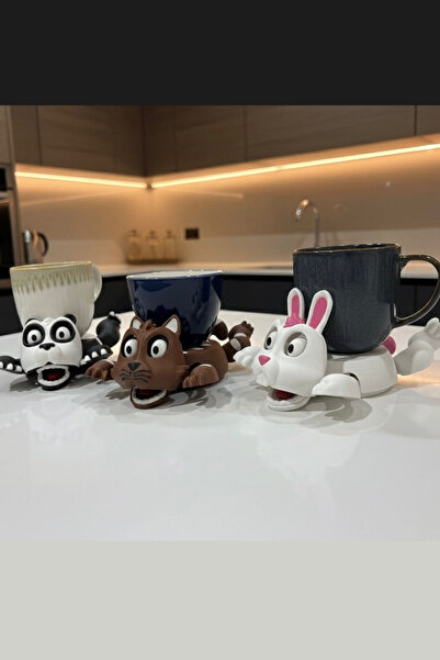 MCY DEKOR Sevimli Kedi - Tavşan - Panda Bardak Altlığı – Hareketli ve Eğlence...