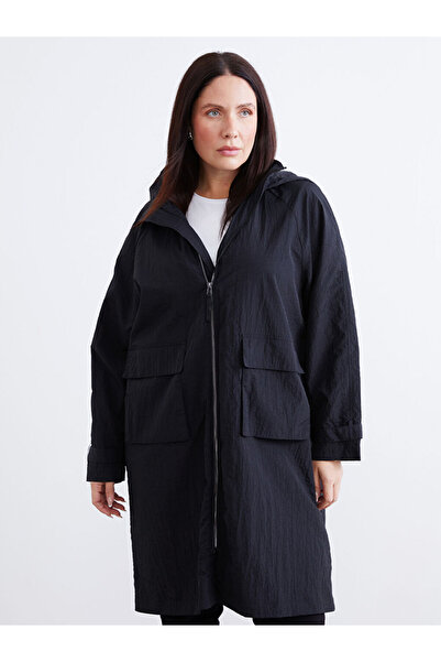 LC Waikiki Black Hooded Women's Raincoat