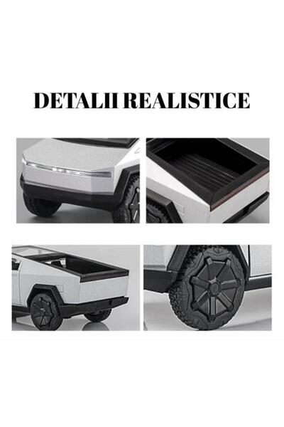 OEM Tesla Cybertruck Metal Car, Sounds and Lights, Moving Doors, Pull-Back Function, 15cm, Gray
