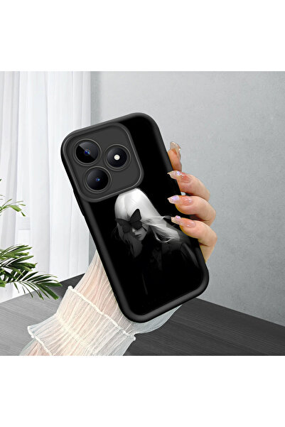 ucuc جراب هاتف Realme Note 50 4G متوافق مع السيليكون الأسود بنمط أنيمي مع حما...