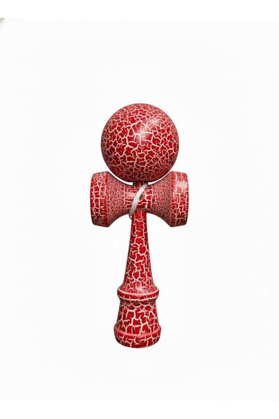OEM Kendama din Lemn, Model Colorat cu Efect Crăpat,rosie, 18 cm, Joc de Înde...