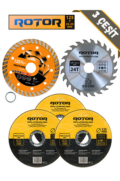 Rotor 5'lı Disk seti 125x22,23 Metal+Seramik+Ahşap 5 parça
