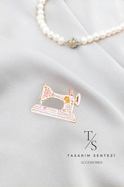 Tasarım Sentezi Broş Metal Rozet Çiçekli Dikiş Makinesi Terzi Dikim Nakış Yak...