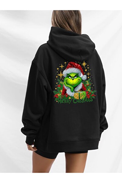 ship master Hanorac unisex negru supradimensionat cu glugă bumbac 100% 3 Thre...