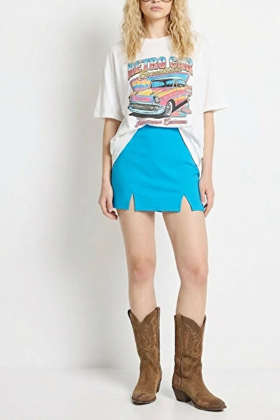World Fashion Trends 9039 Double Slit Turquoise Skirt