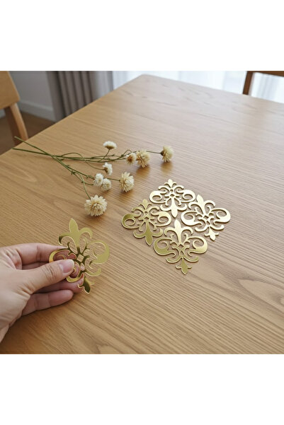 pleksisanati (20 ADET) Dekoratif Çiçek Motifli Duvar Dekoru Seti – Altın ve G...