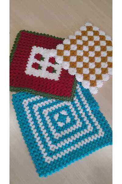 Papatyam 3 Pieces Hand Knitted Washcloth/ Handcrafted Bath Washcloth/Dowry Washcloth Bath/Shower/Dowry/