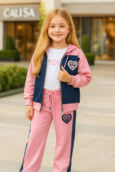 Calisa Girl's 3-Piece Tracksuit Set Cardigan T-Shirt Bottom 4-16 Years Old -