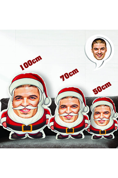 EJOYA Kişiye Özel Fotoğraflı Yeni Yıl Noel Baba Peluş 100 cm Yastık 116227