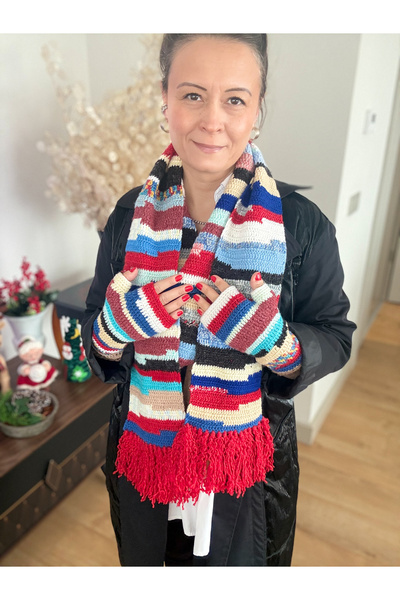 PURPLE'S BİR TUTAM MUTLULUK Handmade Design Scarf Glove Set / Gift