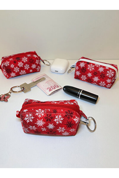 Ays Quilt Yılbaşı Temalı Çok Amaçlı Anahtarlık Çanta Charm - Airpods Kılıfı - Mini Ruj Ve Bozuk Para Çantası