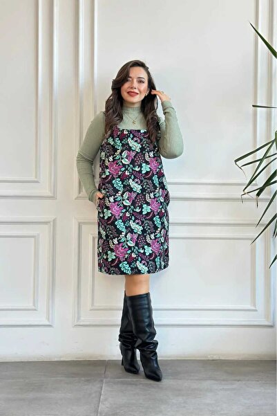 My-o Square Neck Salopet Jile Flannel Dress