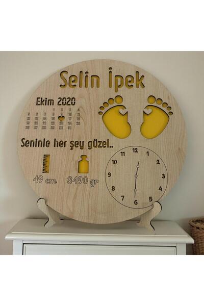 Pelince لوحة ولادة مخصصة باسم المولود الجديد |   هدية ولادة مع بصمة القدم، مع...