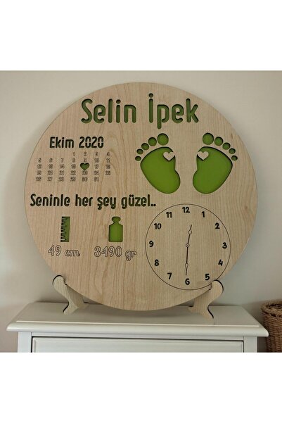 Pelince لوحة ولادة مخصصة باسم المولود الجديد |   هدية ولادة مع بصمة القدم، مع...