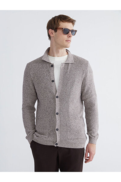 LC Waikiki Бежов поло с висока яка мъжки плетен кардиган