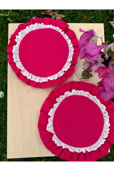 FLOREA ALAVENTE Fuşya Fırfırlı Dantelli 2’li Amerikan Servis – Şık ve Canlı M...