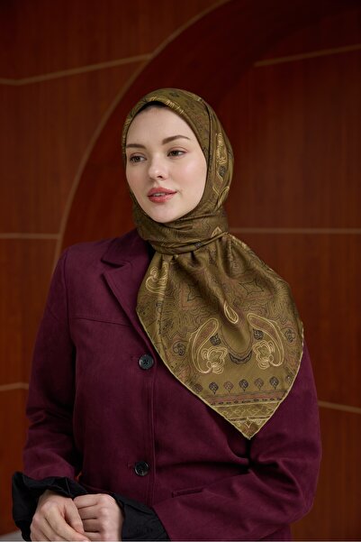 İpekhan Winter Bloom Soft Scarf 1243 Henna Green