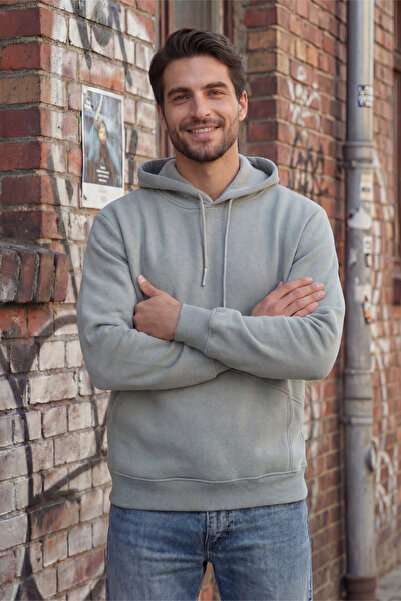 Veleno Stone Men's 3 Thread Side Pocket K Hooded Sweatshirt Puff Soft Fabric